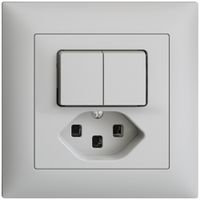 Combinaison ENC 2×A-R/1L+T23 16A EDIZIOdue gris clair