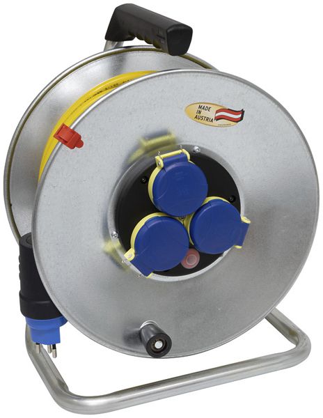 Kabelrolle BAT SK 290 Ø290mm 33m 3×1.5mm² 3×T13 Stahl grau IP44