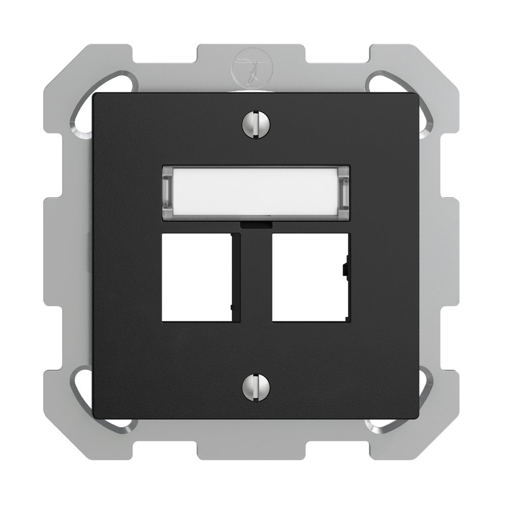 Kit de montage ENC EDIZIOdue sortie droite, pour 2×RJ45 freenet, noir