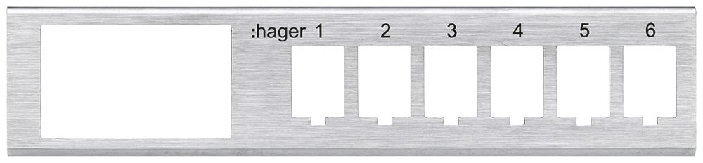 Erweiterungsmodul Hager HMS 6×RJ45 Keystone, FLF Gr.I, grau