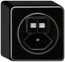 AP-Kombination beleuchtet basico 2×AR/1L+Typ 13 schwarz 2 Linsen