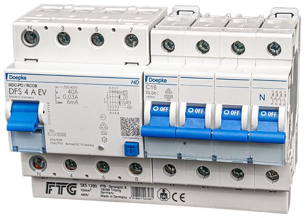 Set Doepke 32A, LS, FI N-links, Phasenschiene, Einspeisung unten