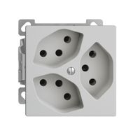 AP-Steckdose EDIZIOdue 3×T13 3×S Kombi-Einsatz hellgrau