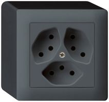 AP-Steckdose kallysto 3×T13 anthrazit mit Kinderschutz
