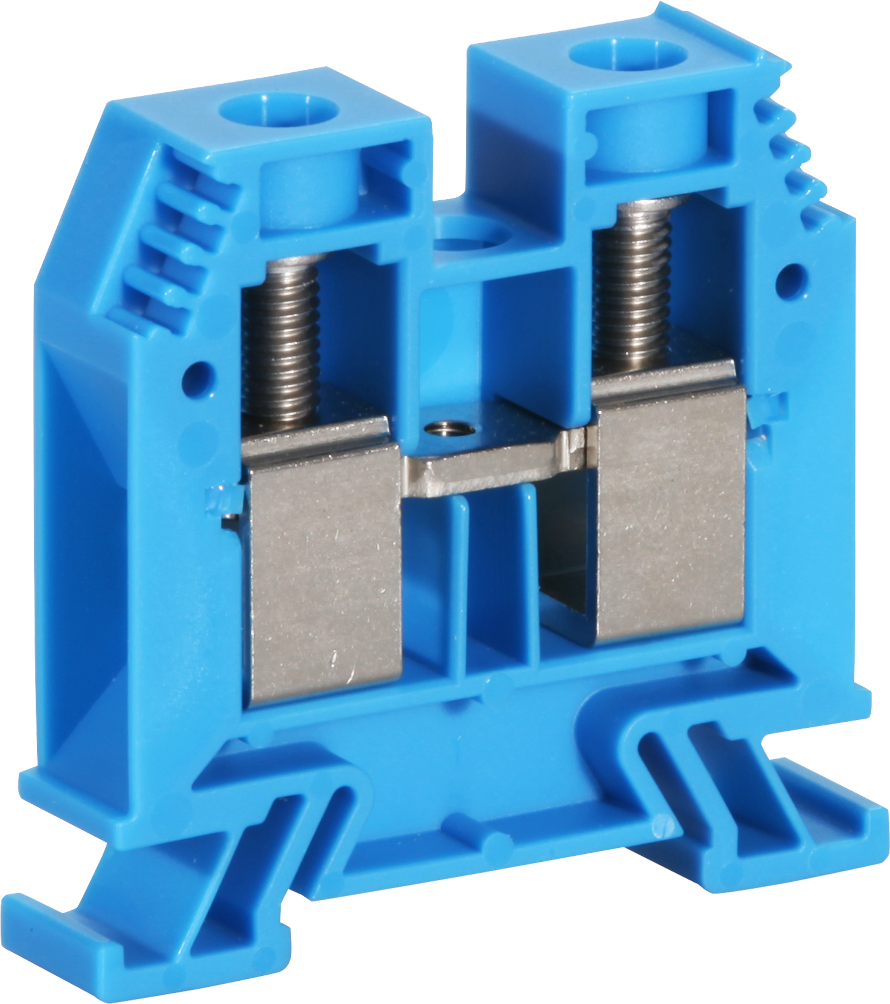 Borne de passage joignable Woertz 16…35mm² 125A 1000V vis 2×1 rail DIN 35mm bl