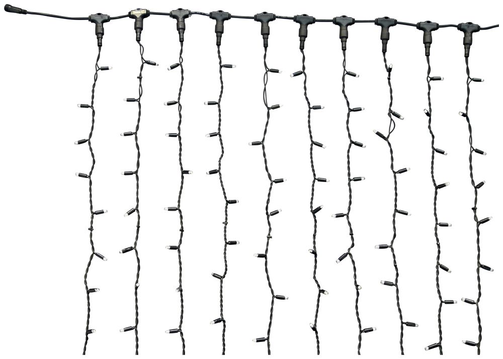 Rideau lumineux MK Drape Lite 300 2×1.5m 230V 300 LED blanc chaud, câble noir