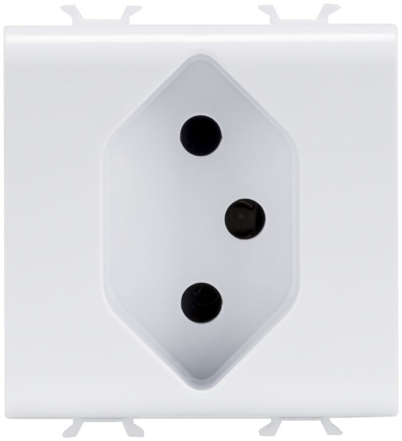 EB-Steckdose GEWISS CHORUS, T13, Schaubklemmen, 44.2×44mm, 2 Module, weiss