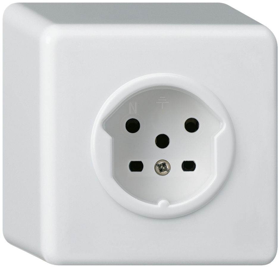 AP-Steckdose HA basico Typ 15 mit Steckklemmen weiss