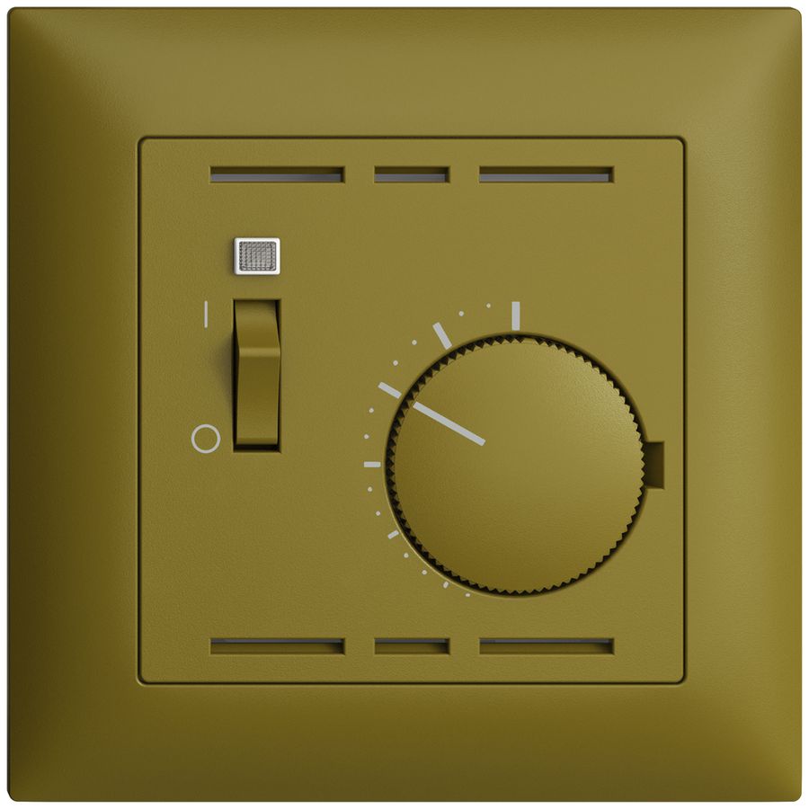 Frontset EDIZIOdue olive 88×88mm für Raumthermost. mit Schalter
