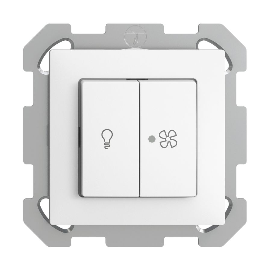 Interruttore INC per luce e ventilaz. EDIZIOdue bianco, LED giallo