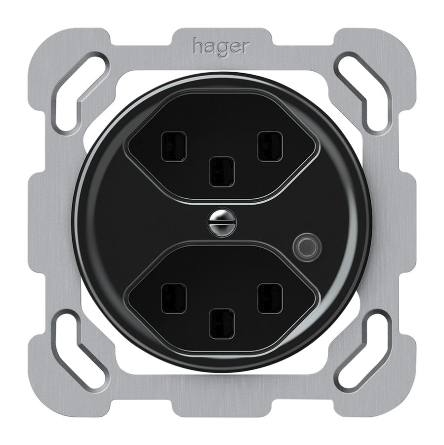 UP-Steckdose origin 2×Typ 23 bel.grün 16A 230V 77×77mm schwarz