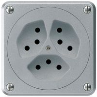 UP-Steckdose robusto 3×Typ 13 aluminium ohne Klappdeckel