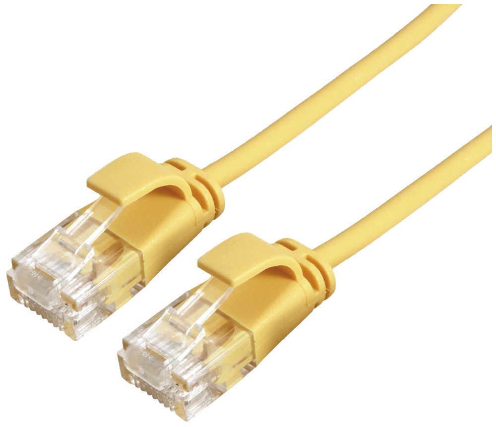 Patchkabel RJ45 ROLINE Slim, Kat.6A U/UTP, rund, gelb, 0.3m