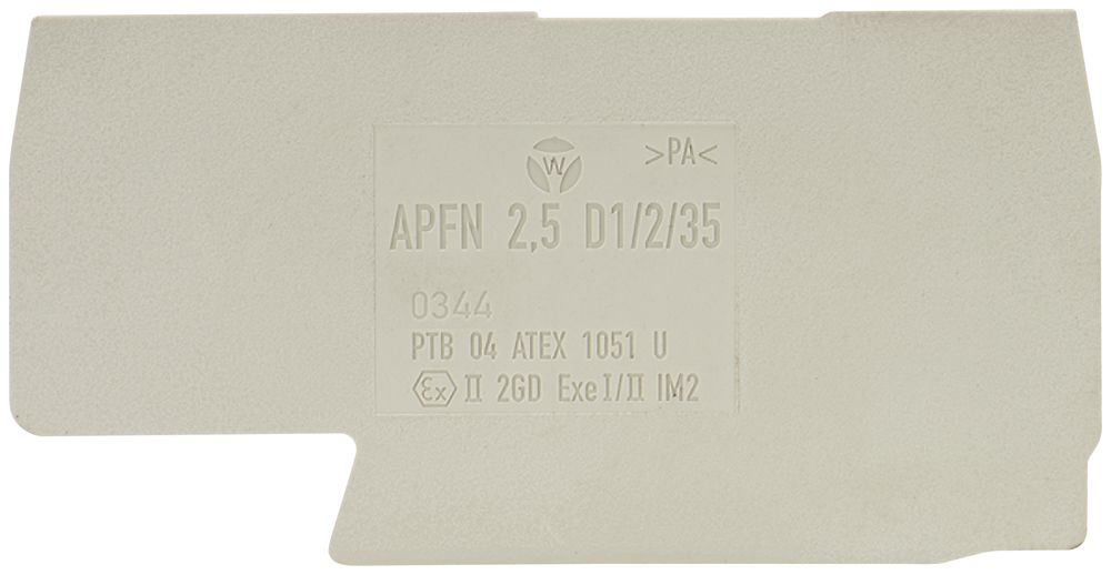 Paroi de fermeture Wieland APFN p.bornes d.jonction WKFN 2.5 D1/2…, 59.75mm gris