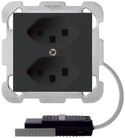 Prise INC 2×T23 kallysto noir adapt. câble rond 5P L3&boîte G2704