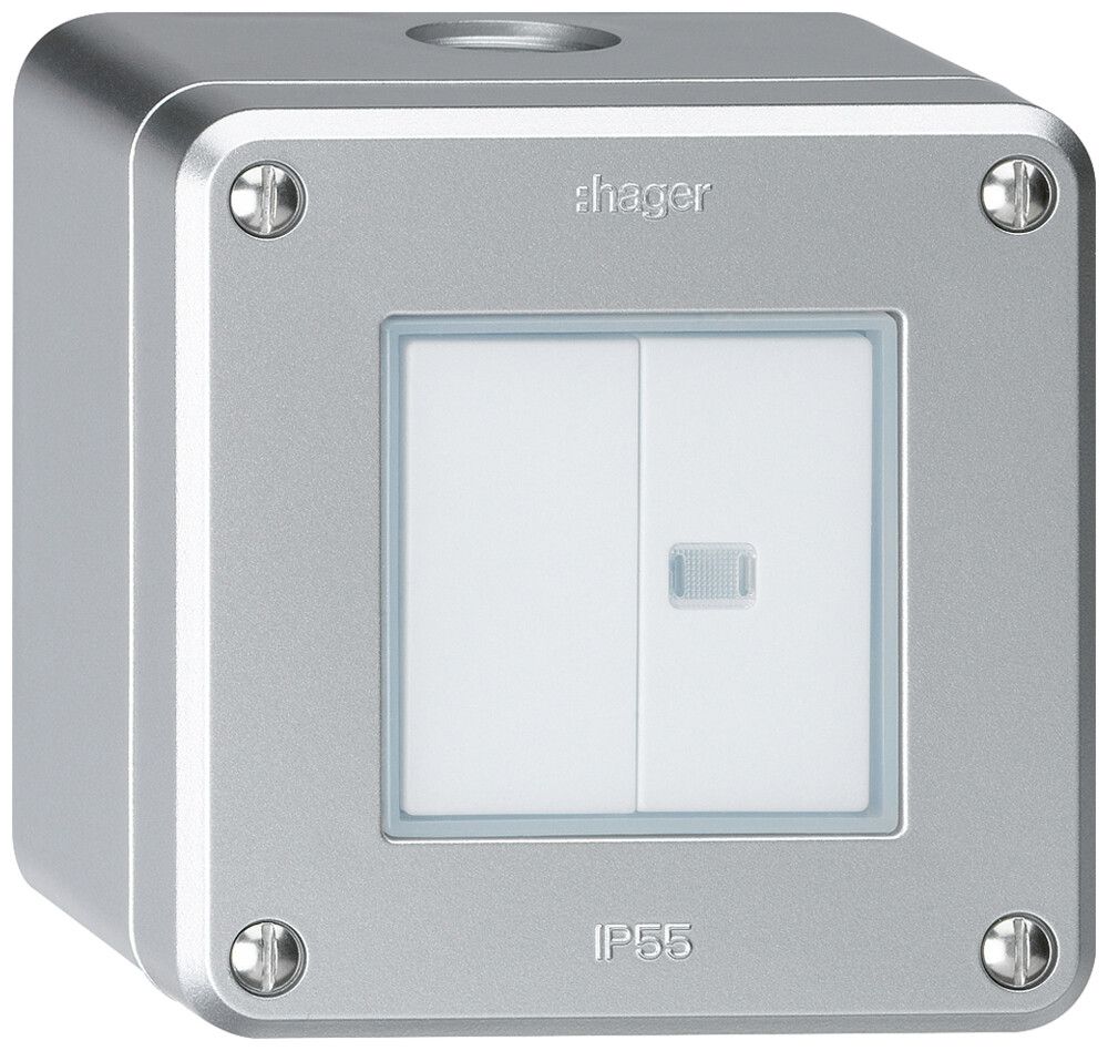 AP-Druckschalter robusto IP55 Schema 3/Drucktaster 1×beleuchtet aluminium
