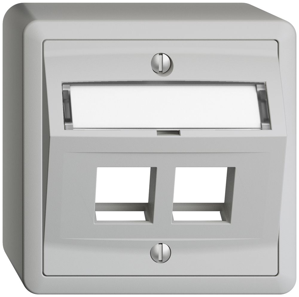 AP-Montageset EDIZIOdue, mit Schrägauslasshaube, für 2×Keystone, hellgrau