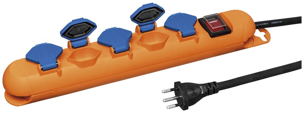 Steckdosenleiste STEBA STRONG 5×T13 3m Gdv 3×1.5mm² orange mit Schalter IP44