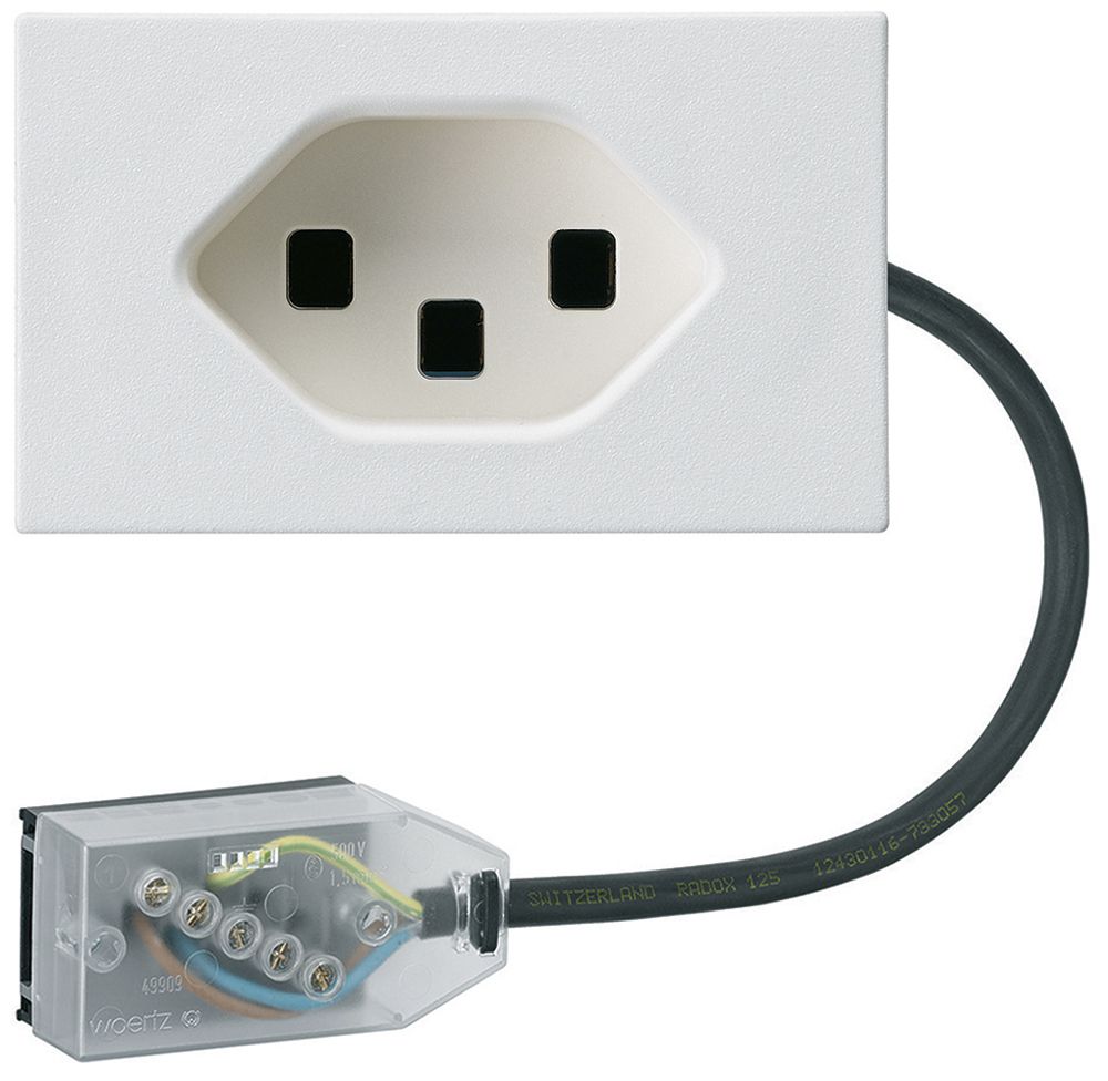 Prise INC 1×type 23 Hager FLF pour câble plat Technofil L1 blanc