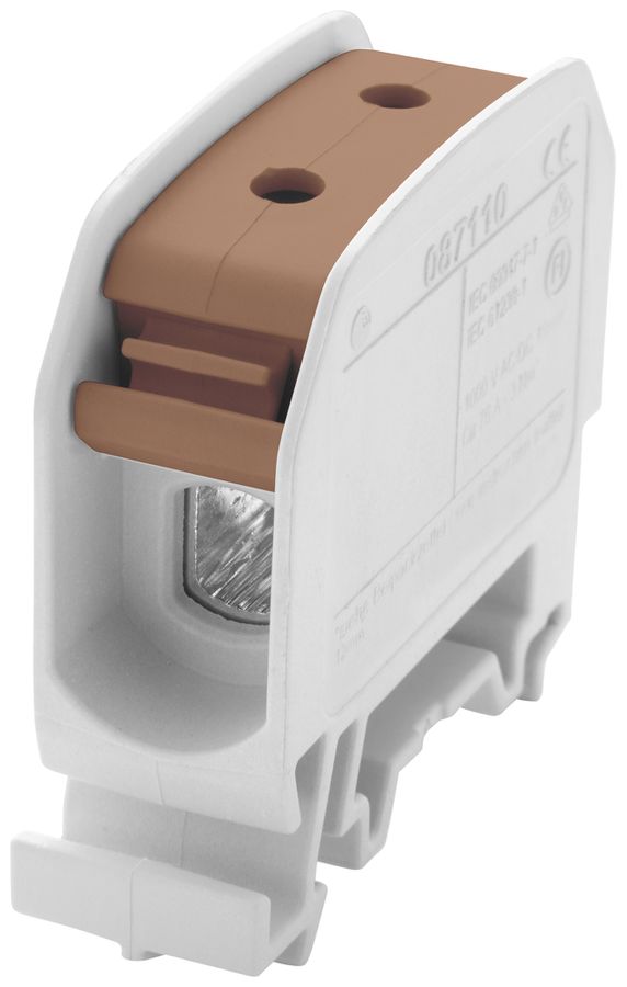 Bloc de distribution Bals RKA 16 1P 76A 1×entrée 1×sortie 1…16mm² brun