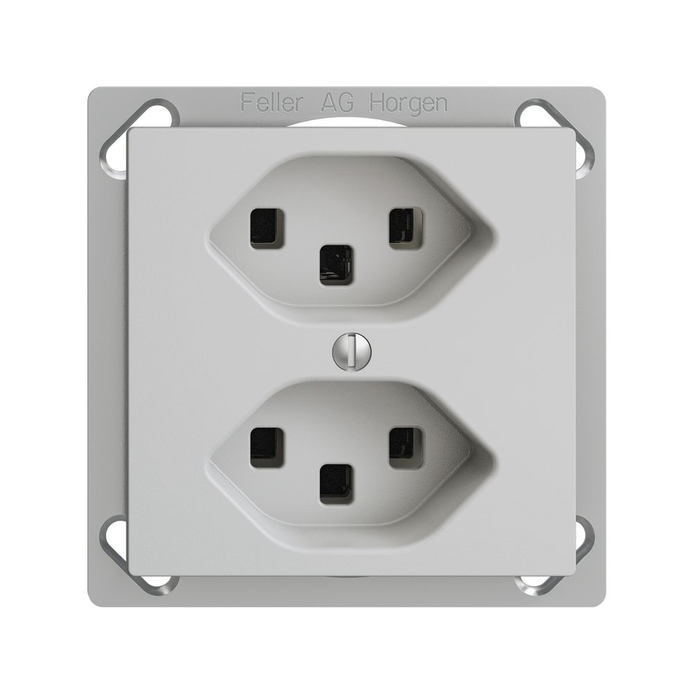 EB-Steckdose 2×T23 16A EDIZIOdue hellgrau, mit Steckklemmen