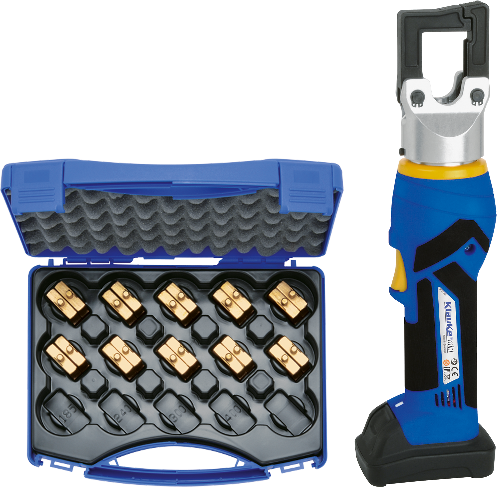 Utens. press. a batt. con set di matrici HR  4 Klauke 6-150 mm²