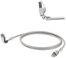 Patchkabel Weidmüller CabinetLine Kat.6A LSZH RJ45 gewinkelt 90°/RJ45 1m grau
