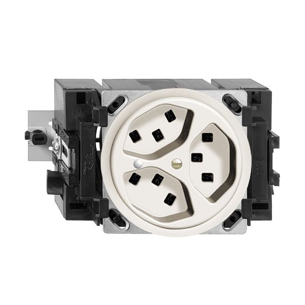 EB-Steckdose 3×T23 16A weiss 53mm FH mit LED grün, Steckkl