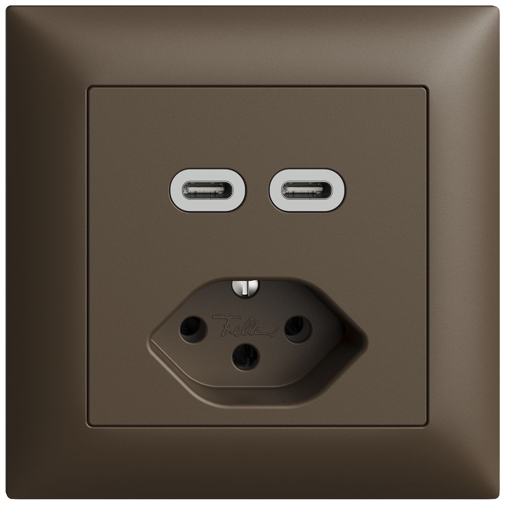 UP-Steckdose USB 2×Typ C + Typ 13 Feller EDIZIOdue FMI 230V 3000mA coffee