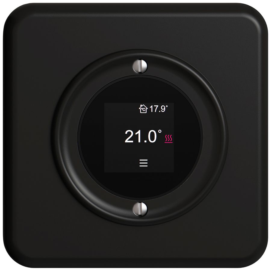 UP-Raumthermostat STANDARDdue SNAPFIX® 230VAC 4…30°C 90×90mm schwarz