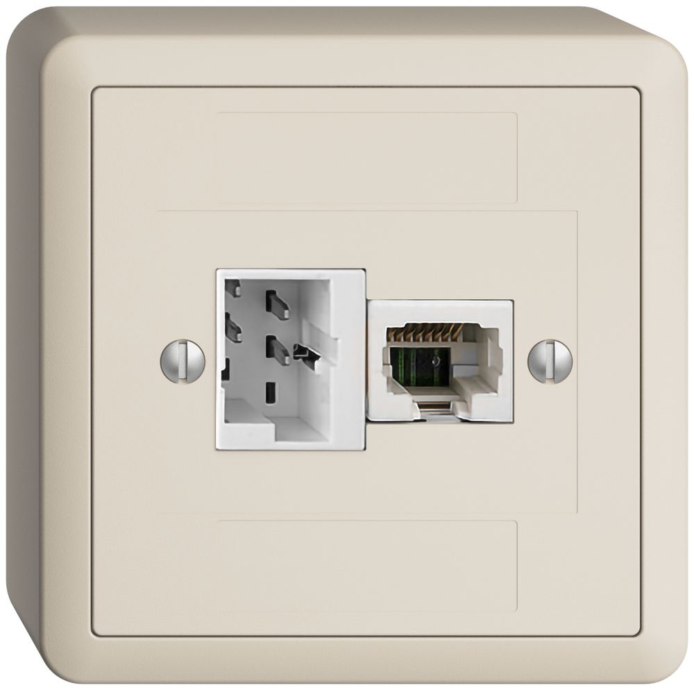 AP-Dose 1×T+T,1×RJ45/u 4P EDIZIOdue crema, ITplus ITM