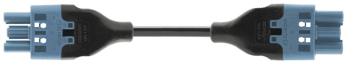 Verbindungsleitung Woertz 49343/C5 3×1.5mm² 250V 16A 5m bl Buchse-Stecker Cca