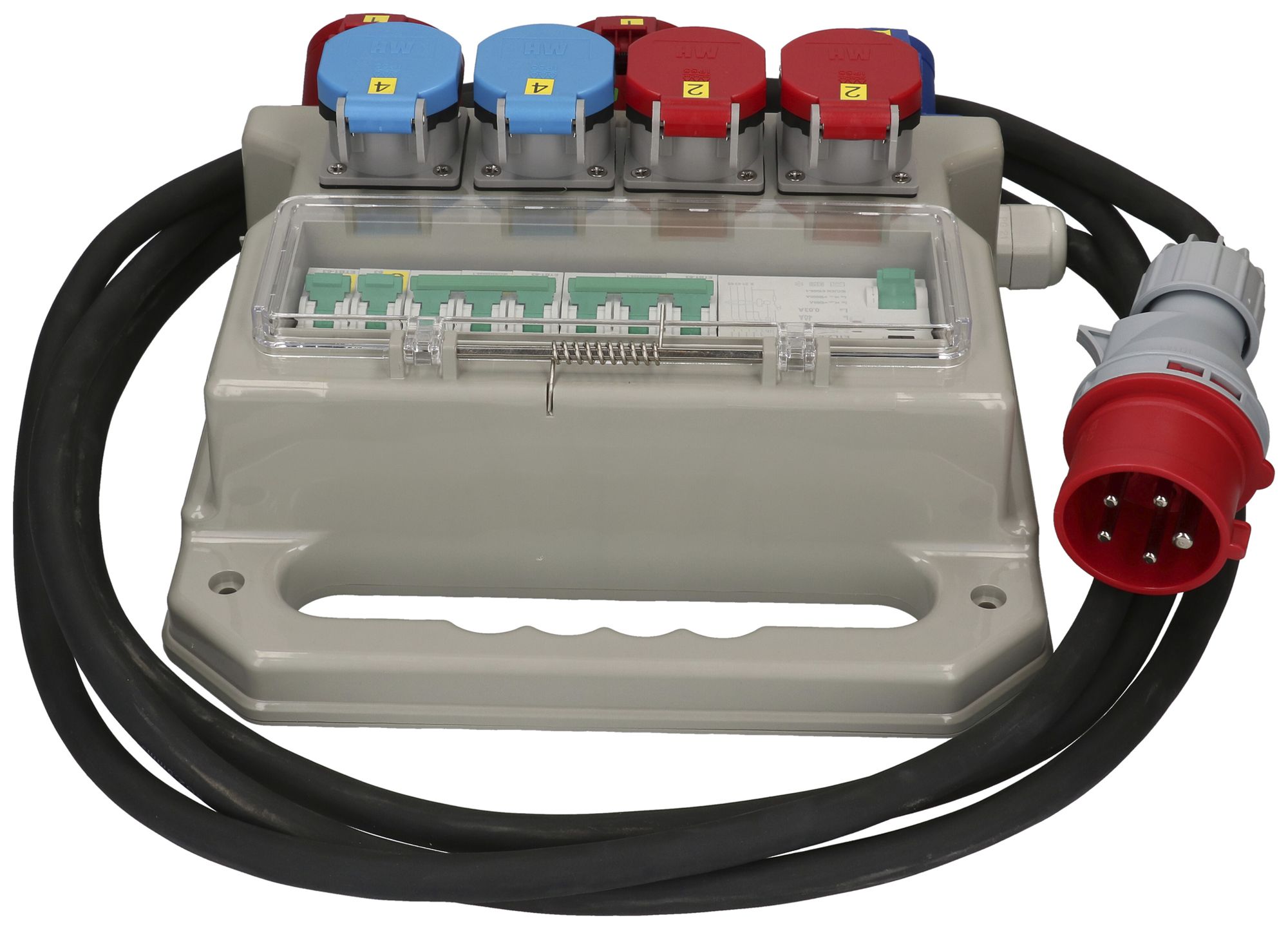 Stromverteiler MH 2×T23 2×T25 1×CEE16A 3L 2×CEE16A 5L 1×FI 4.5m CEE16