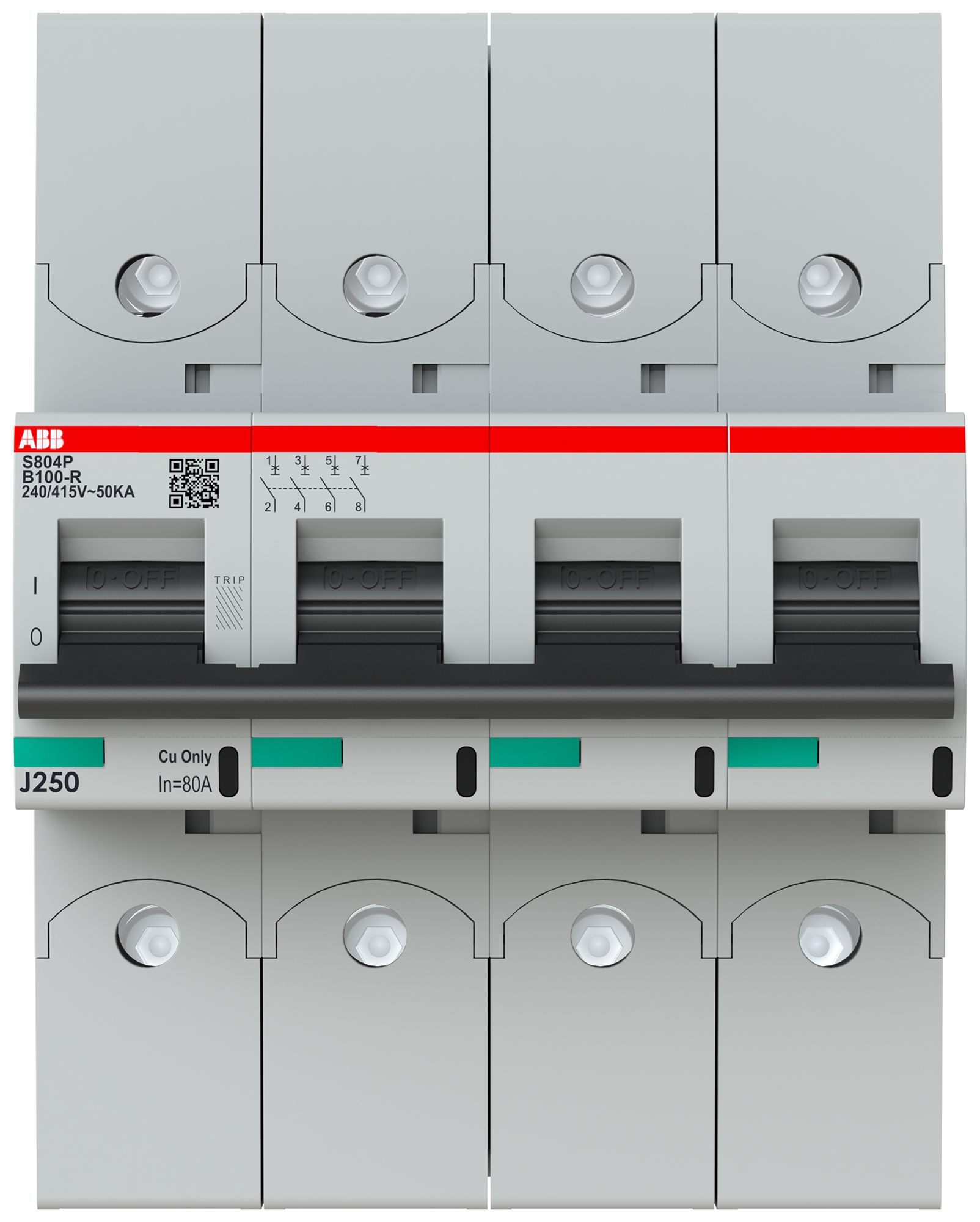 Leitungsschutzschalter ABB S804P-B100-R 4P 400V B-100A 50kA 6TE
