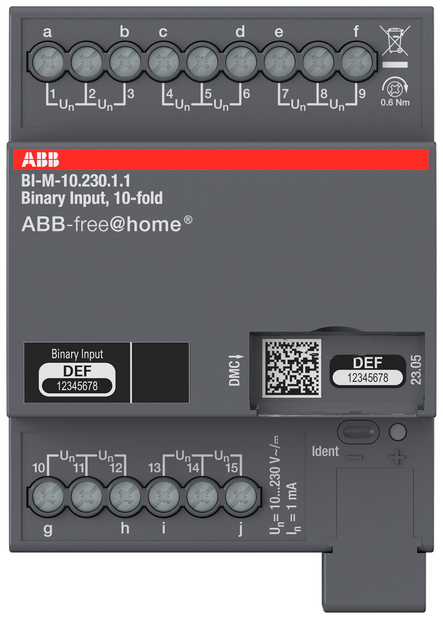 REG-Binäreingang ABB free@home 10×Eing IN:10…230VAC/DC 4TE