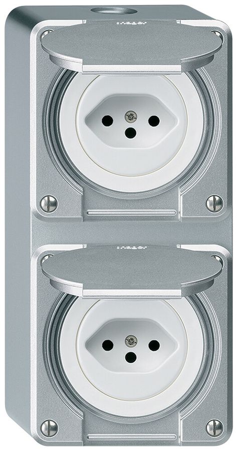 AP-Kombination Hager robusto I-I vertikal Typ 13+Typ 13, aluminium