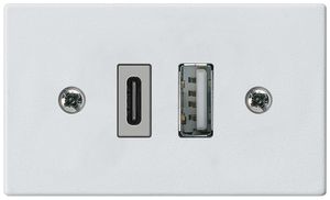 EB-USB-Ladesteckdose Hager FLF 18W PD 1×Typ A + 1×Typ C weiss