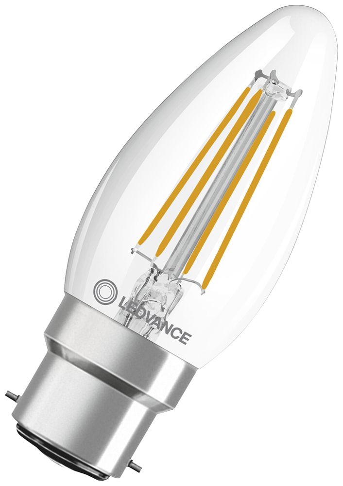 Lampe LED LEDVANCE CLAS B B22d 4W 470lm 2700K Ø35×91mm B10.5 clair