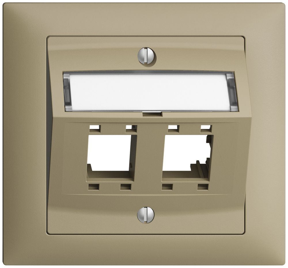 EB-Montageset EDIZIOdue FKE, mit Schrägauslasshaube, für 2×RJ45, sand