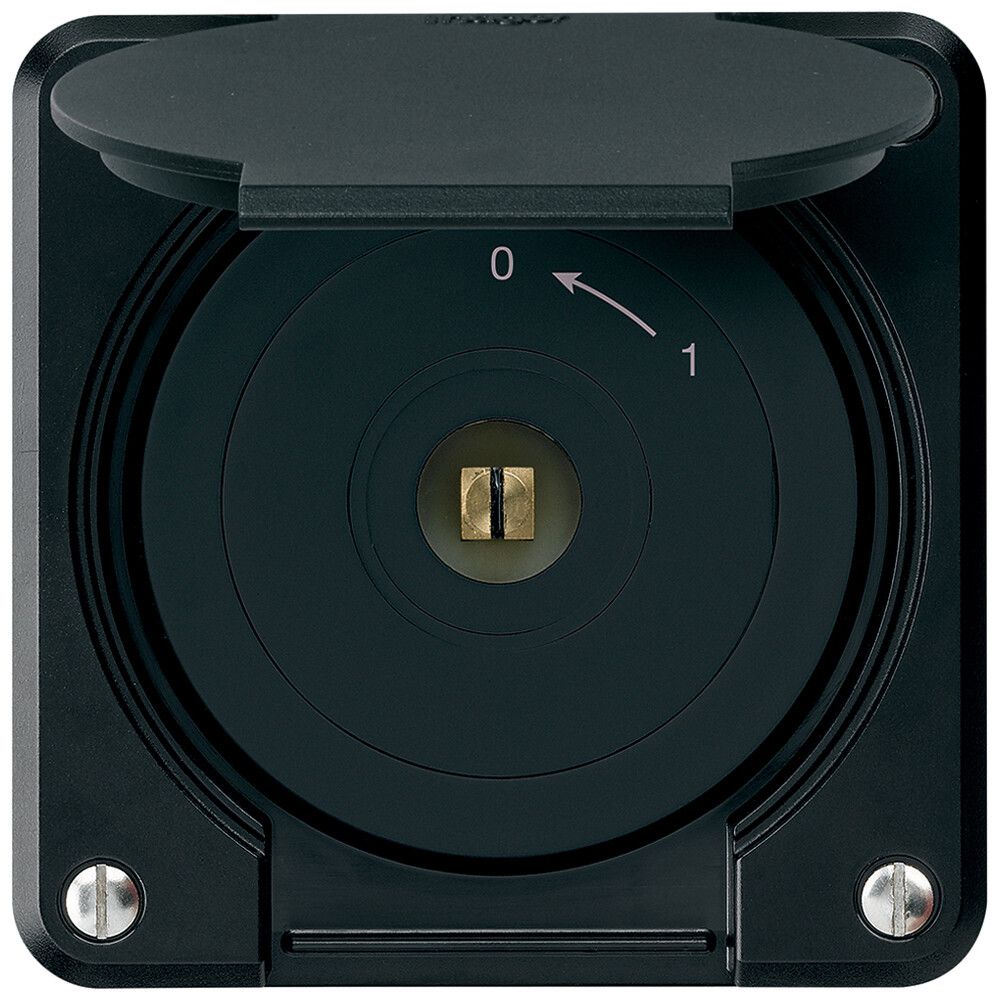 UP-Steckschlüsselschwenktaster robusto IP55 schwarz mit Deckel 1P Vierkant