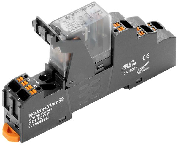 Interface relais WM 24VDC LED vt diode d.prot. 1 contact inv. 250VAC 10A PUSHIN