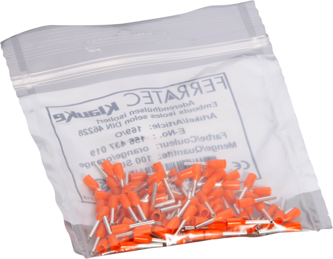 Embout de câble type A isolé 0.5mm²/8mm orange