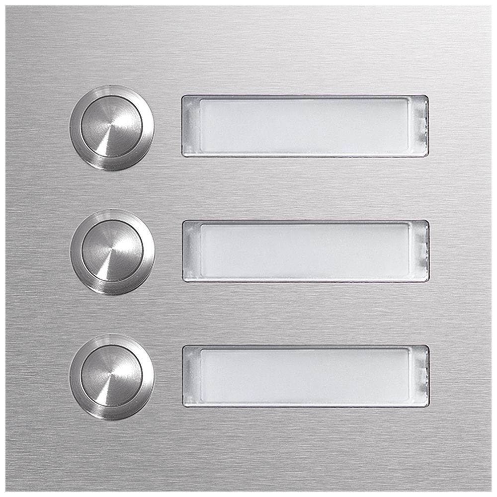 Tasterplatte Hager elcom.modesta mit LED-Namensschild, 3 Wohnungen