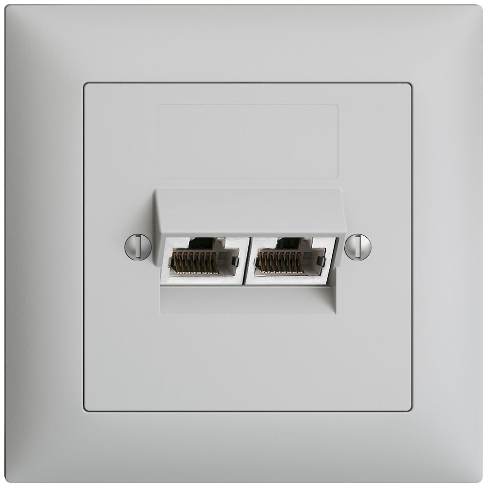 UP-Anschlussdose 2×RJ45/s 8P getr. EDIZIOdue hellgrau ITplus
