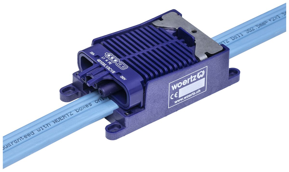 Scatola di raccordo rapida Woertz per cavo piatto DALI 3×2.5+2×1.5mm² 3P C1
