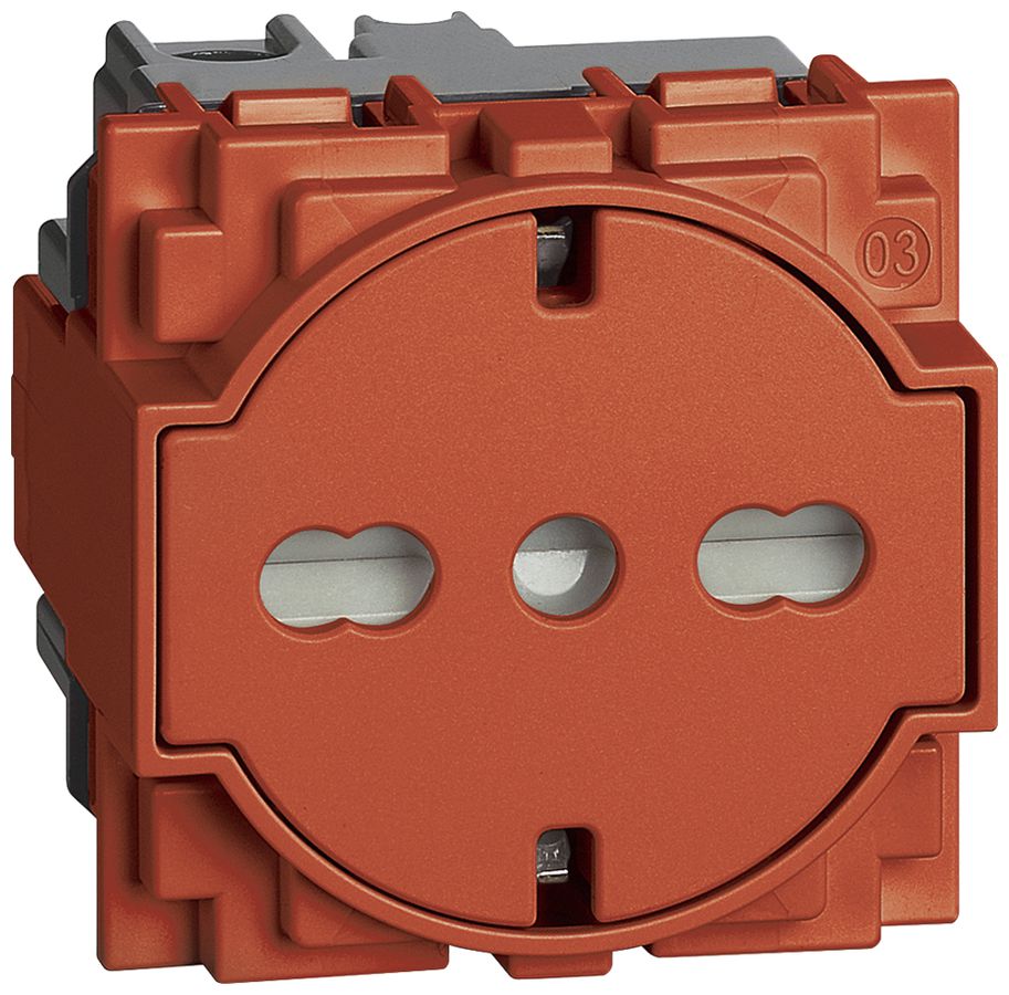 Steckdose Living Now Schuko/Italien 2 Module 16A einziehbarer Sockel rot