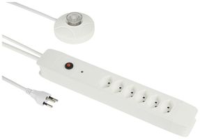 Steckdosenleiste PRINCIPIO+ 6×Typ 13 vertikal Kabel 3m externer Schalter weiss