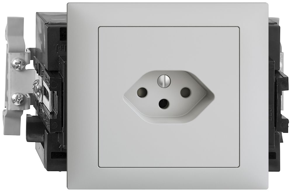 EB-Steckdose EDIZIOdue T13 hellgrau 49…69mm Snap