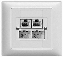 EB-Dose 2×TT,2×RJ45/u NT 2ab EDIZIOdue ITplus ITM weiss