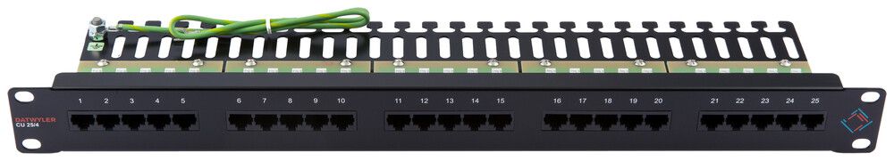 Patchpanel 19" Voice 1HE Kat.3 25×RJ45 4p ungeschirmt, schwarz